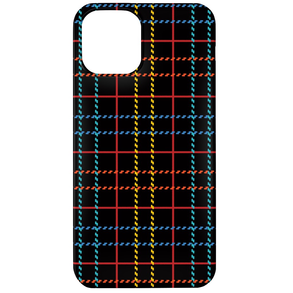 Grid Plaid - Dark Multi Phone Case, Slim Case, Matte, iPhone 12 Mini, Black, Black