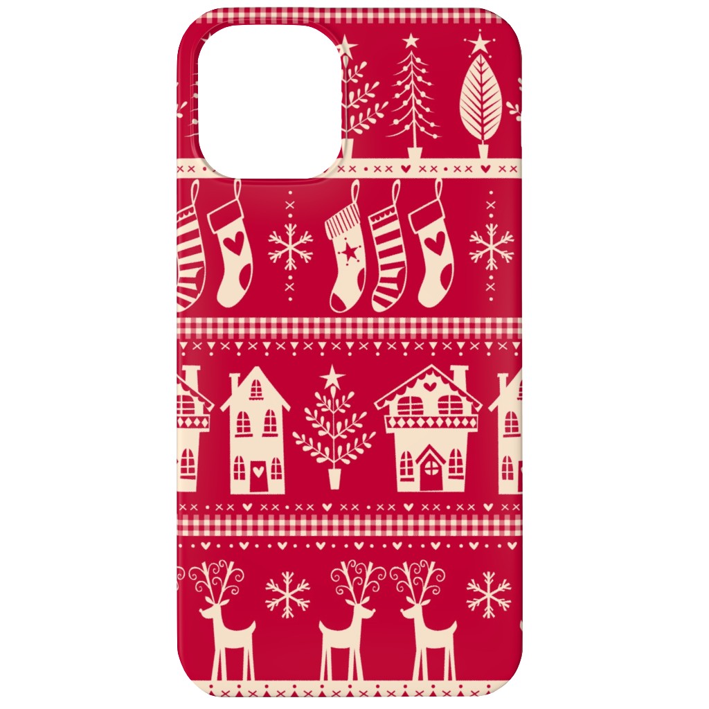 Vintage Nordic Christmas Phone Case, Slim Case, Matte, iPhone 12 Mini, Red