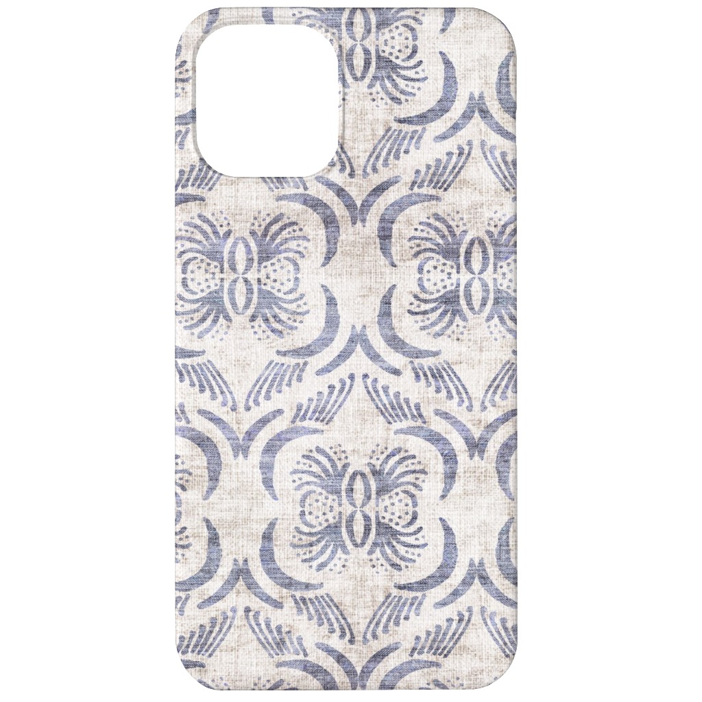 French Linen Geo Floral Phone Case, Slim Case, Matte, iPhone 12 Mini, Gray, Gray