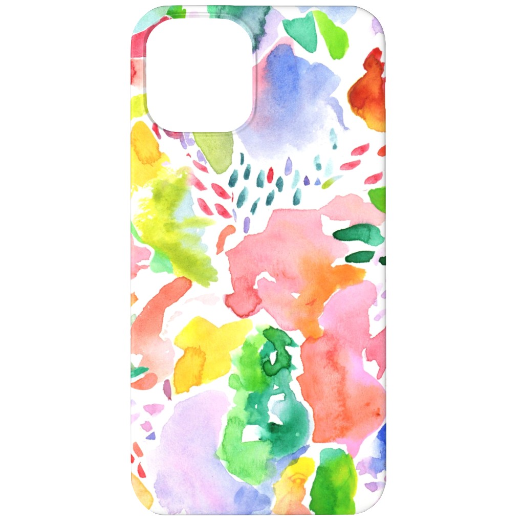Happy Abstract Watercolor Phone Case, Slim Case, Matte, iPhone 12 Mini, Multicolor, Bright Coral