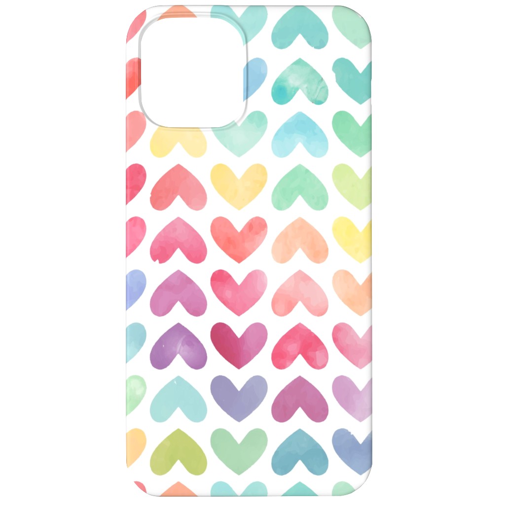 Rainbow Hearts - Multi Phone Case, Slim Case, Matte, iPhone 12 Mini, Multicolor
