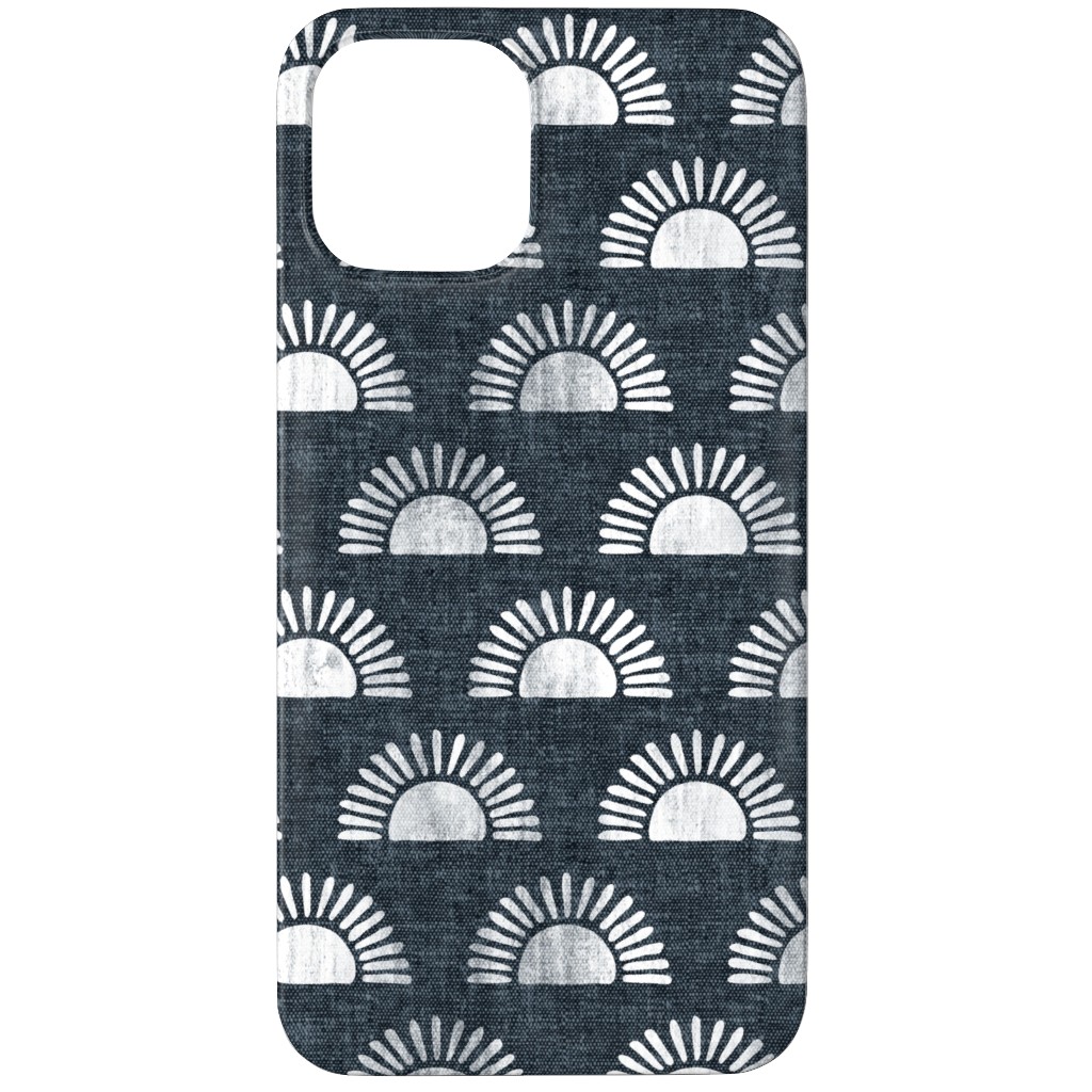 Sunshine Boho Block Print - Blue Phone Case, Silicone Liner Case, Matte, iPhone 12 Pro Max, Blue