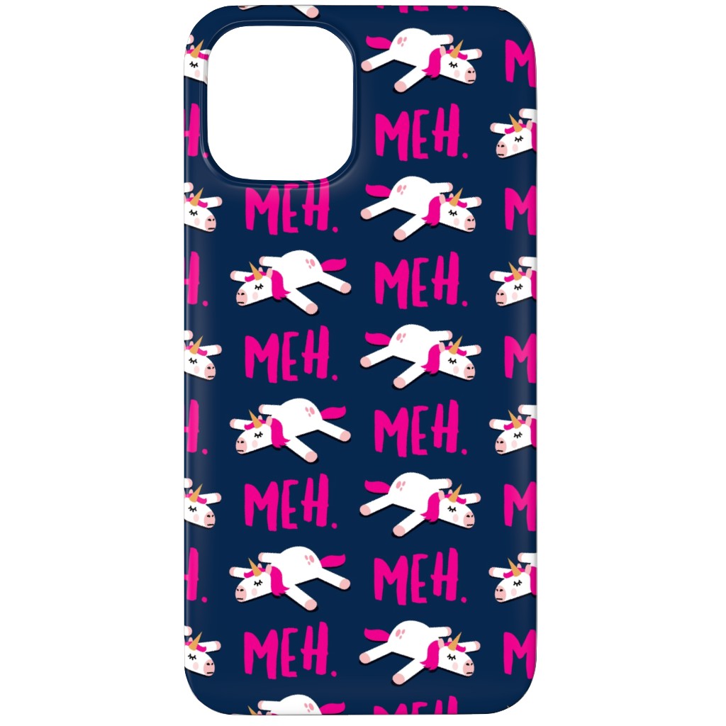 Meh - Splooting Unicorns - Pink on Navy Phone Case, Silicone Liner Case, Matte, iPhone 12 Pro Max, Pink