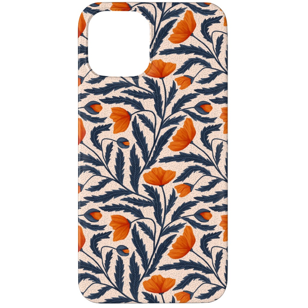 Poppy Flower - Blue and Orange Phone Case, Silicone Liner Case, Matte, iPhone 12 Pro Max, Blue, True Blue