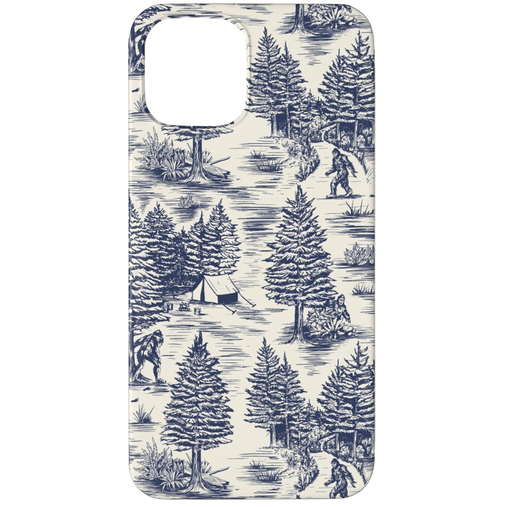 Bigfoot / Sasquatch Toile De Jouy - Blue Phone Case, Silicone Liner Case, Matte, iPhone 12 Pro Max, Blue, True Blue