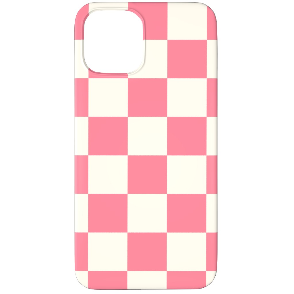 Checkered Pattern - Pink Phone Case, Silicone Liner Case, Matte, iPhone 12 Pro Max, Pink, Bright Pink