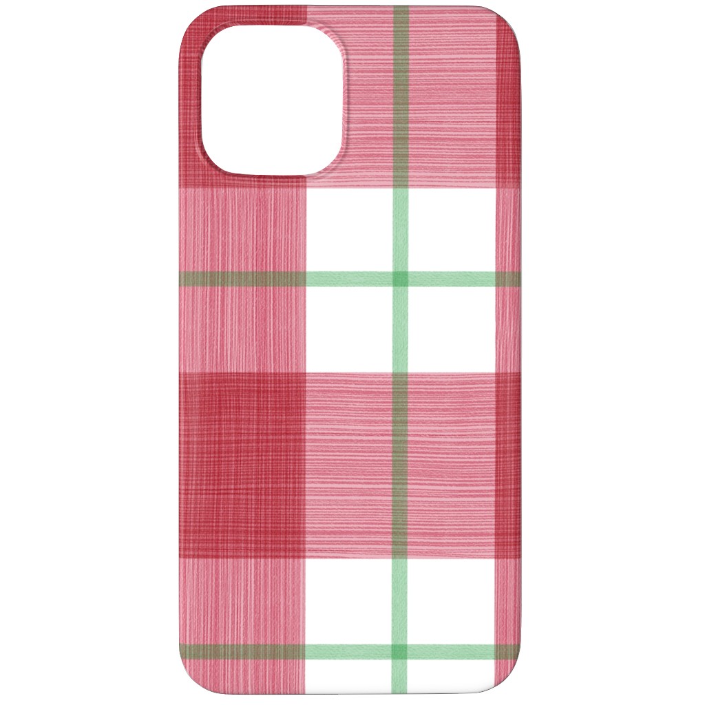 Double Plaid Phone Case, Silicone Liner Case, Matte, iPhone 12 Pro Max, Red, Apple