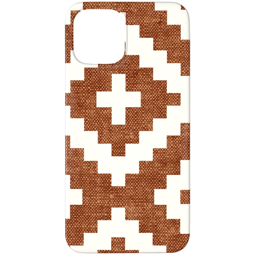 Geometric Woven Aztec - Ginger Phone Case, Silicone Liner Case, Matte, iPhone 12 Pro Max, Brown, Brown