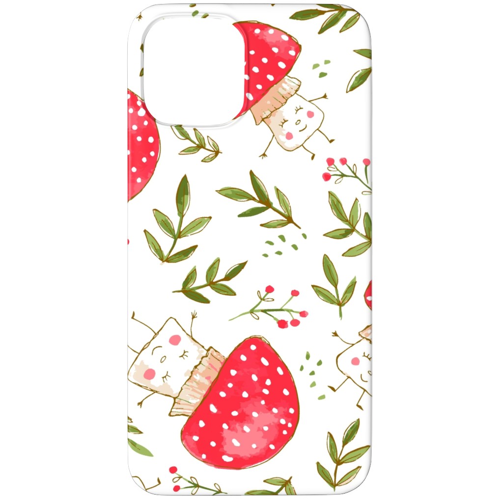 the Happiest Little Mushrooms - Red Phone Case, Slim Case, Matte, iPhone 12 Pro Max, Red, Red