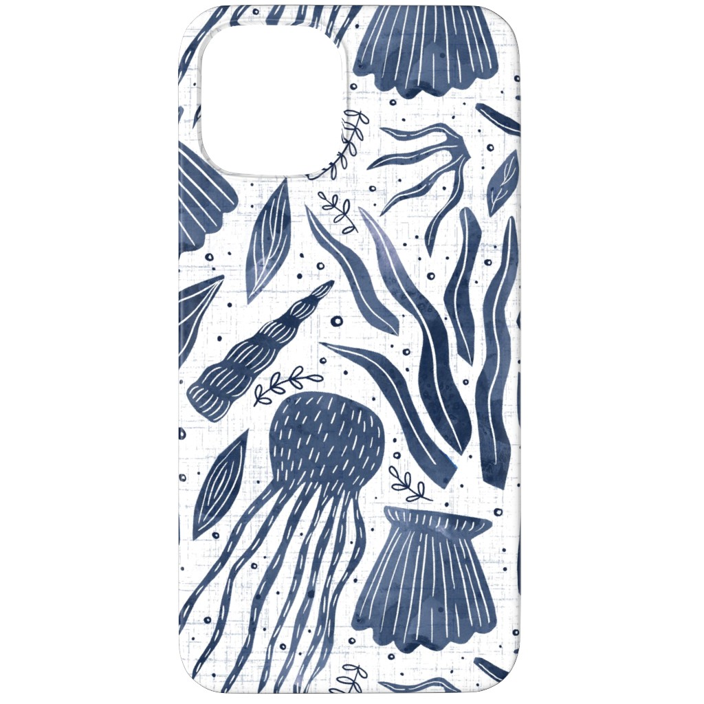 Sea Shells - Navy Phone Case, Slim Case, Matte, iPhone 12 Pro Max, Blue
