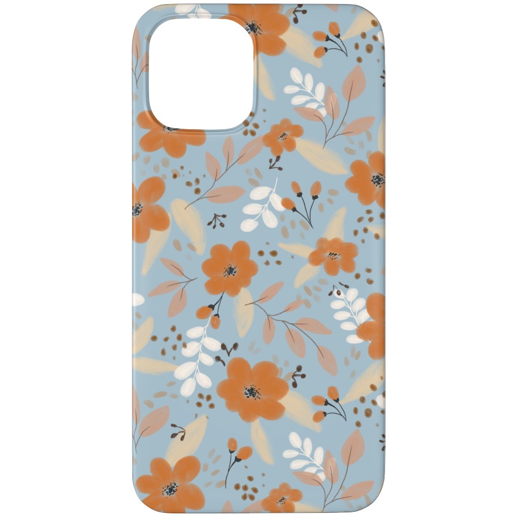 Florals in Fall Phone Case, Slim Case, Matte, iPhone 12 Pro Max, Blue, Cool Gray