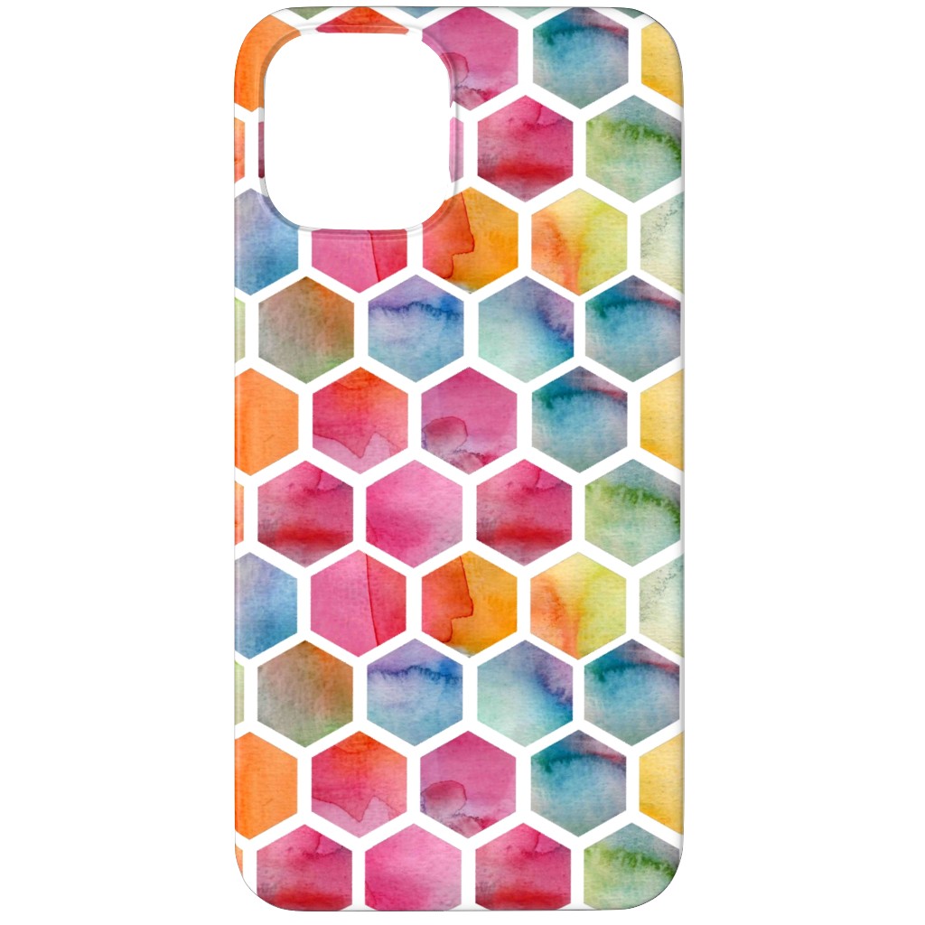 Watercolour Hexagons - Multi Phone Case, Slim Case, Matte, iPhone 12 Pro Max, Multicolor