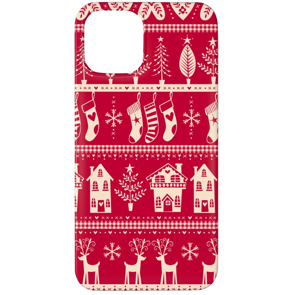 Vintage Nordic Christmas Phone Case, Slim Case, Matte, iPhone 12 Pro Max, Red, Ballet Slipper