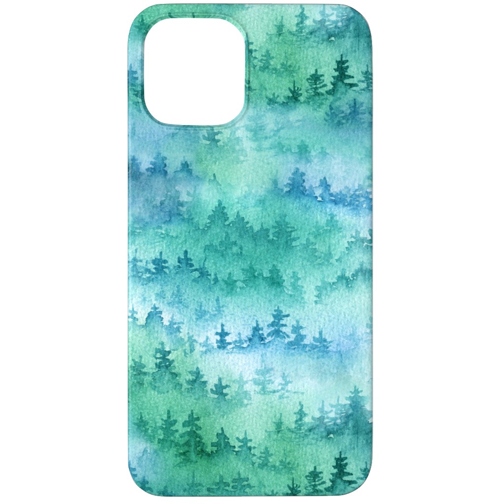Watercolor Forest - Green and Blue Phone Case, Slim Case, Matte, iPhone 12 Pro Max, Green, Classic Green