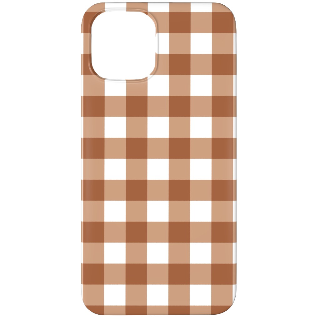 Gingham Plaid Check Phone Case, Slim Case, Matte, iPhone 12 Pro Max, Brown, Toast