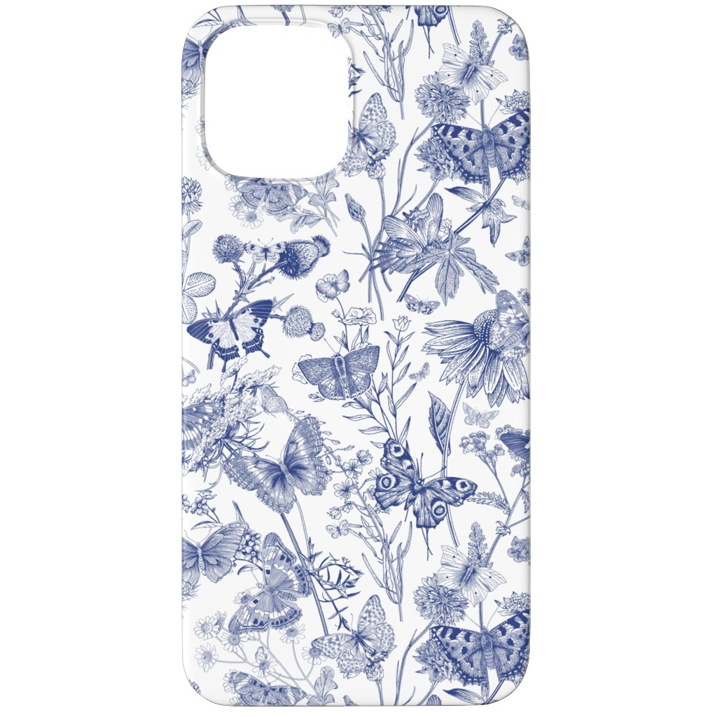 Butterflies and Wild Flowers Phone Case, Silicone Liner Case, Matte, iPhone 12 Pro, Blue, True Blue