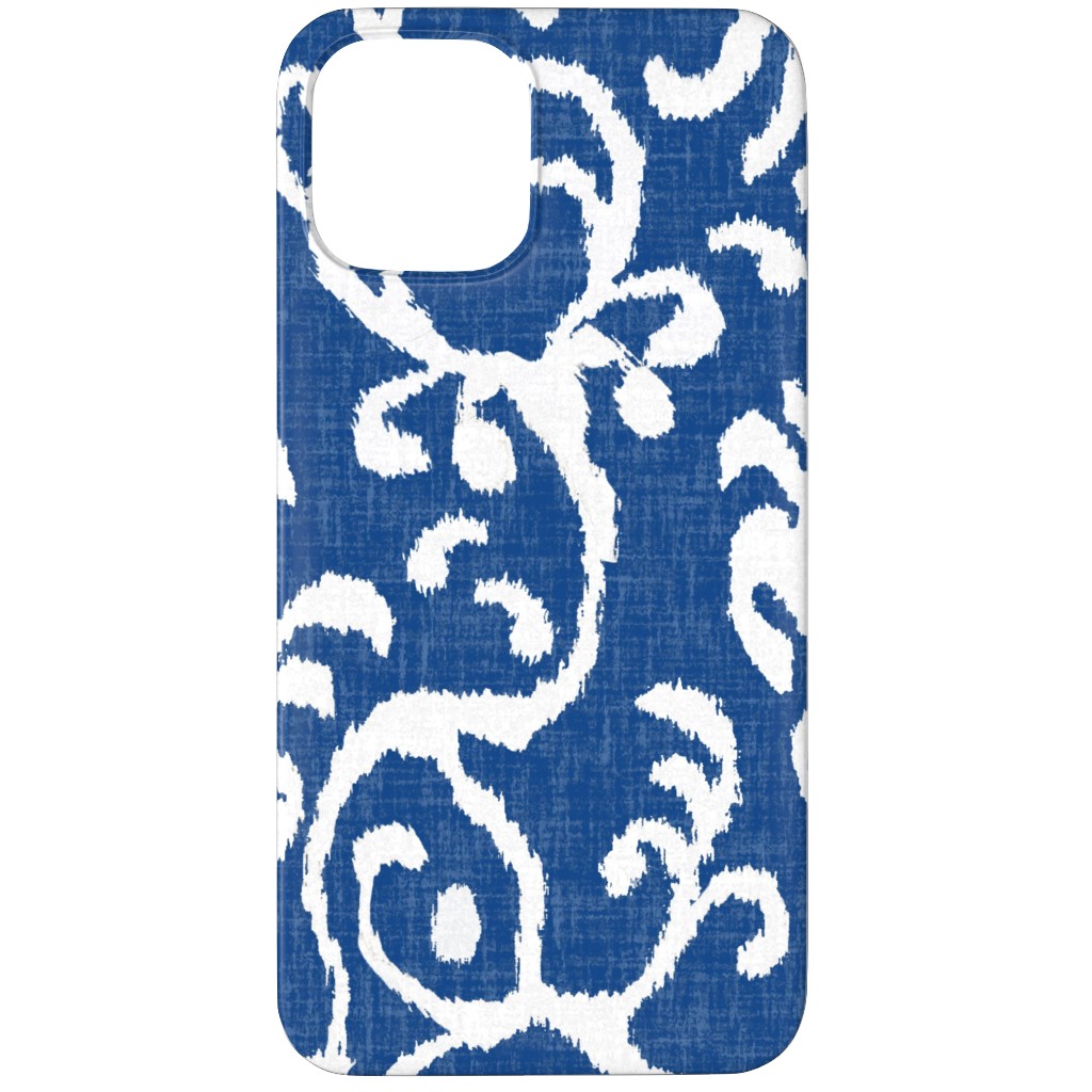 Lucette Ikat - Navy Phone Case, Silicone Liner Case, Matte, iPhone 12 Pro, Blue, True Blue