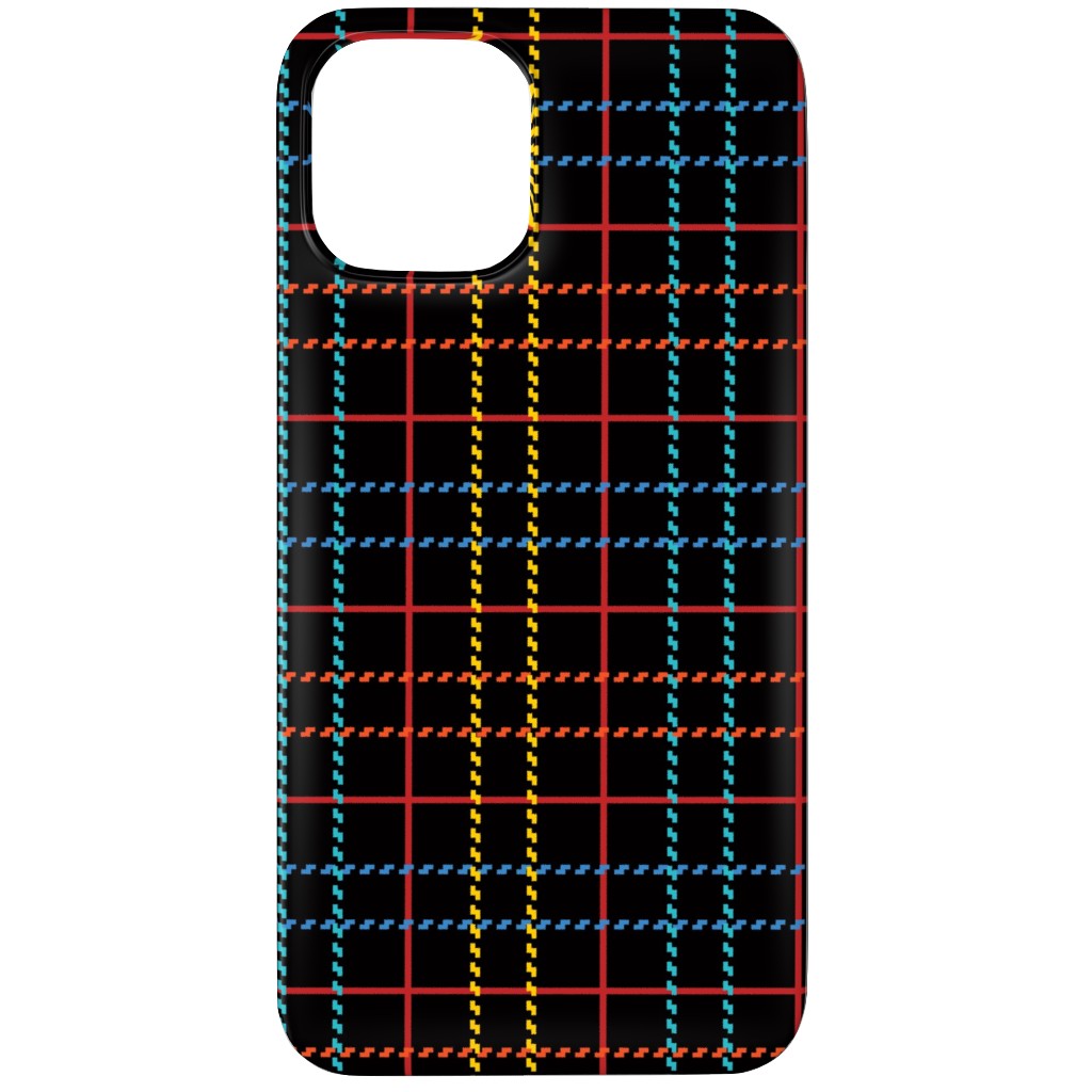 Grid Plaid - Dark Multi Phone Case, Silicone Liner Case, Matte, iPhone 12 Pro, Black