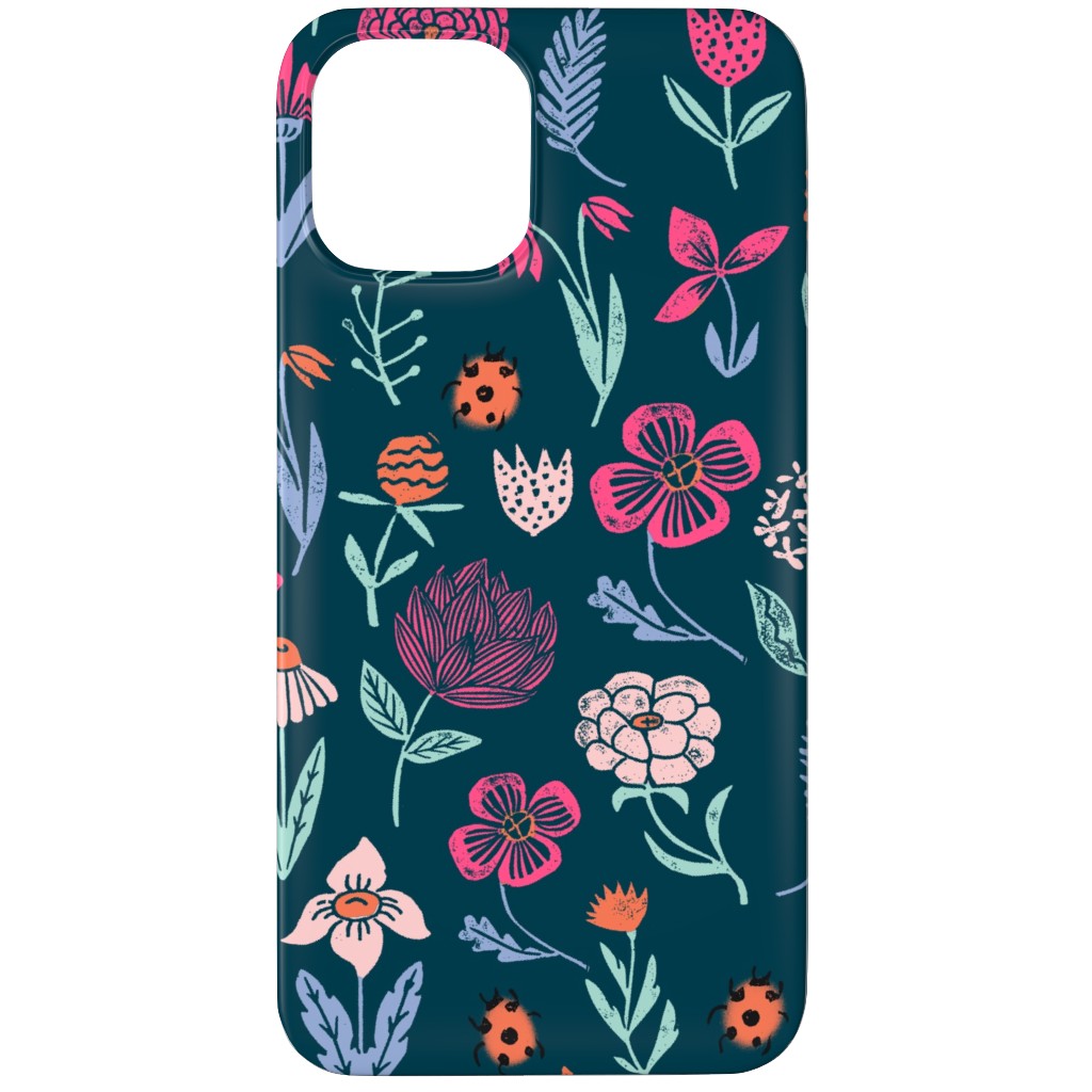 Spring Botanicals Linocut - Multi Phone Case, Silicone Liner Case, Matte, iPhone 12 Pro, Multicolor