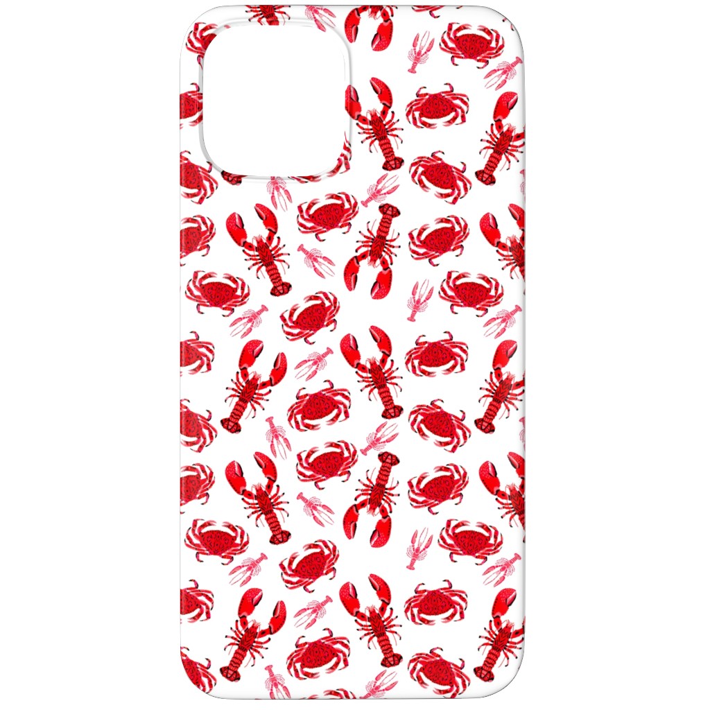 Crabs and Lobsters - Red Crustaceans on White Phone Case, Silicone Liner Case, Matte, iPhone 12 Pro, Red