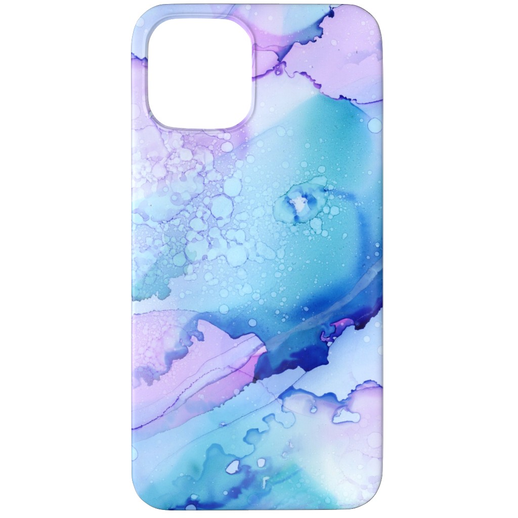 Watercolor Waves - Blue and Purple Phone Case, Silicone Liner Case, Matte, iPhone 12 Pro, Blue