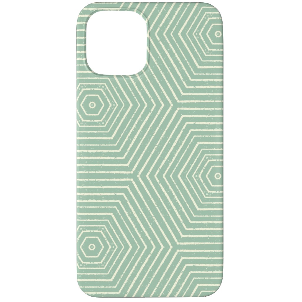 Concentric Hexagons Phone Case, Silicone Liner Case, Matte, iPhone 12 Pro, Green