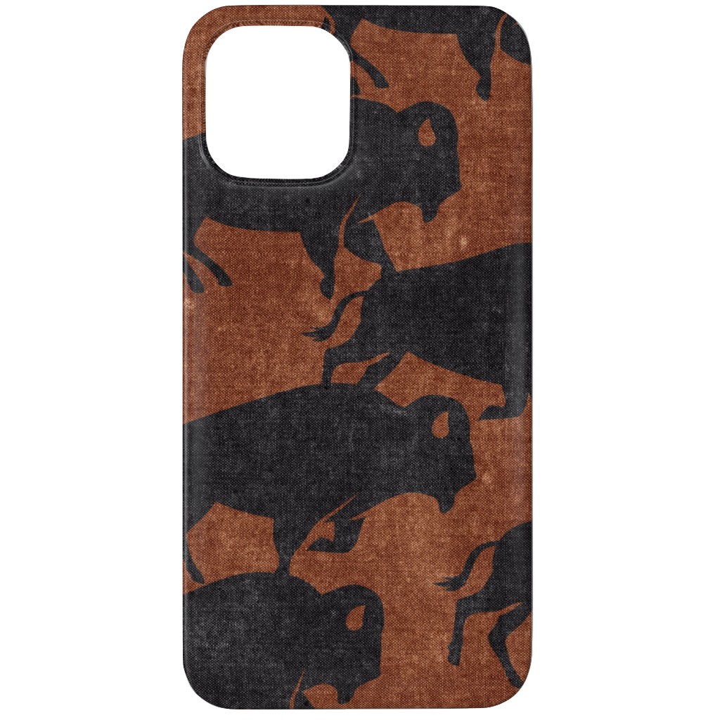 Bison Stampede - Inkwell on Brandywine Phone Case, Silicone Liner Case, Matte, iPhone 12 Pro, Brown
