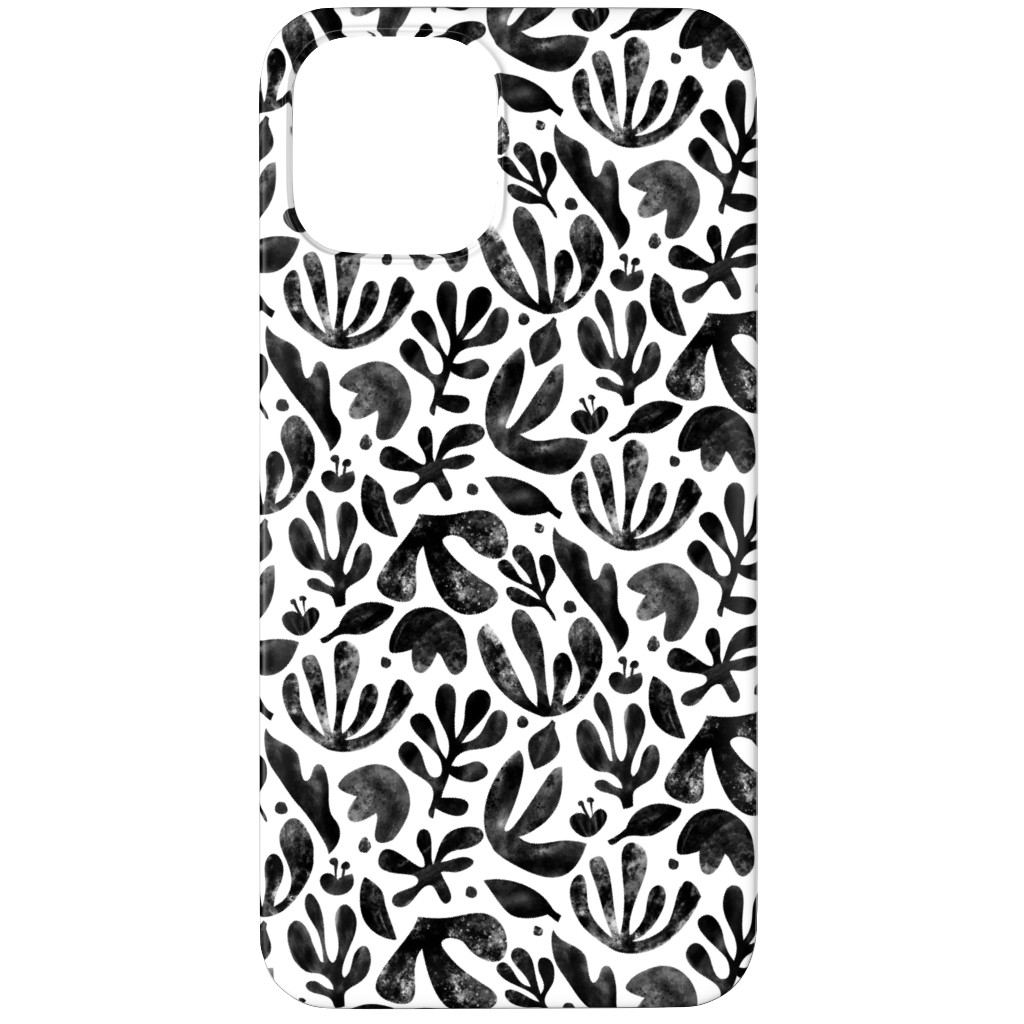Flower Cutouts - Neutral Phone Case, Silicone Liner Case, Matte, iPhone 12 Pro, Black