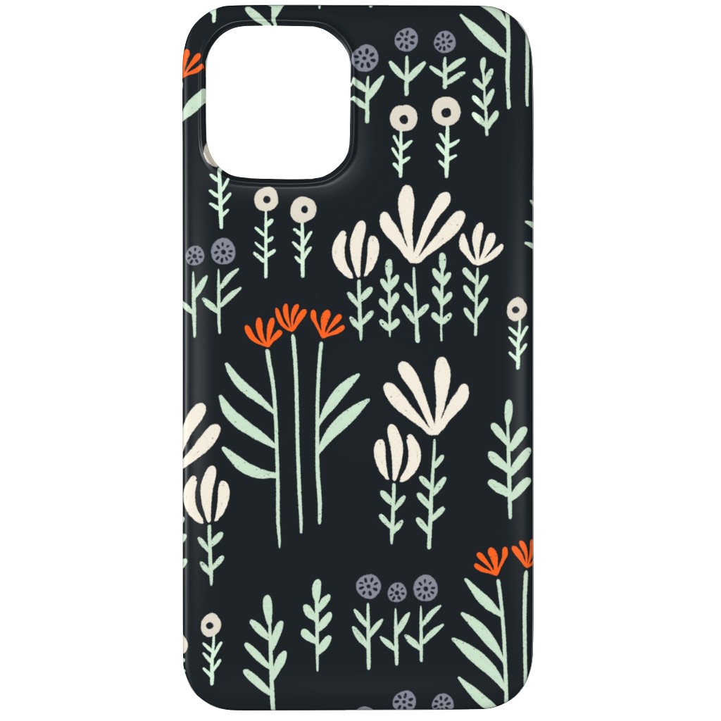 Delicate Floral - Orange and White Phone Case, Slim Case, Matte, iPhone 12 Pro, Black