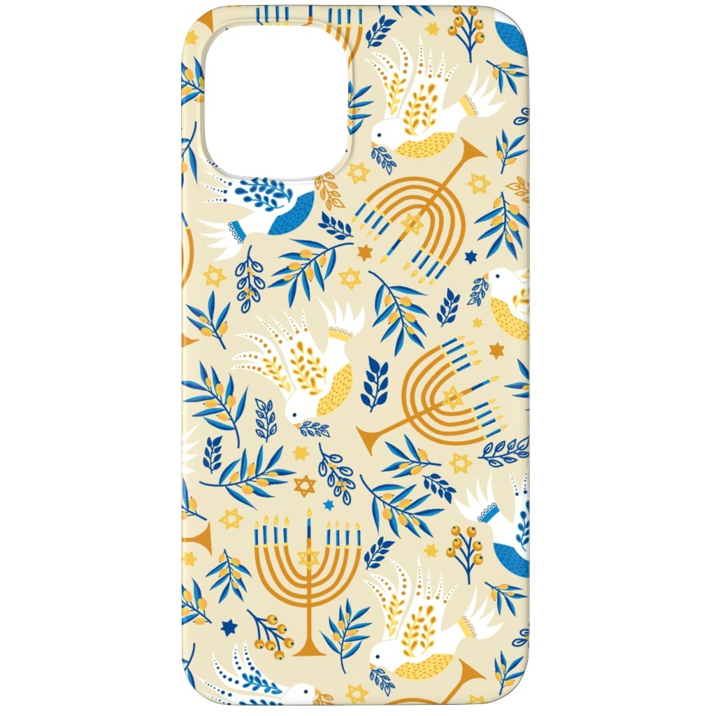 Hanukkah Birds Menorahs - Yellow Phone Case, Slim Case, Matte, iPhone 12 Pro, Yellow