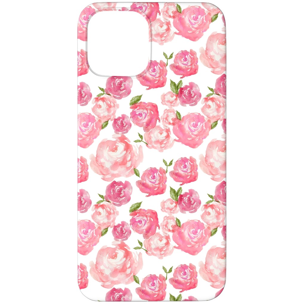 Watercolor Floral - Pink Phone Case, Slim Case, Matte, iPhone 12 Pro, Pink, Bright Pink