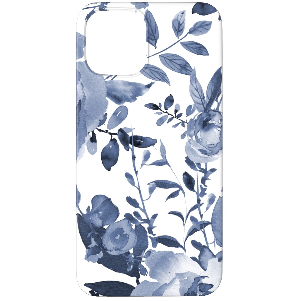 Blue and White Florals - Indigo Phone Case, Slim Case, Matte, iPhone 12 Pro, Blue, True Blue