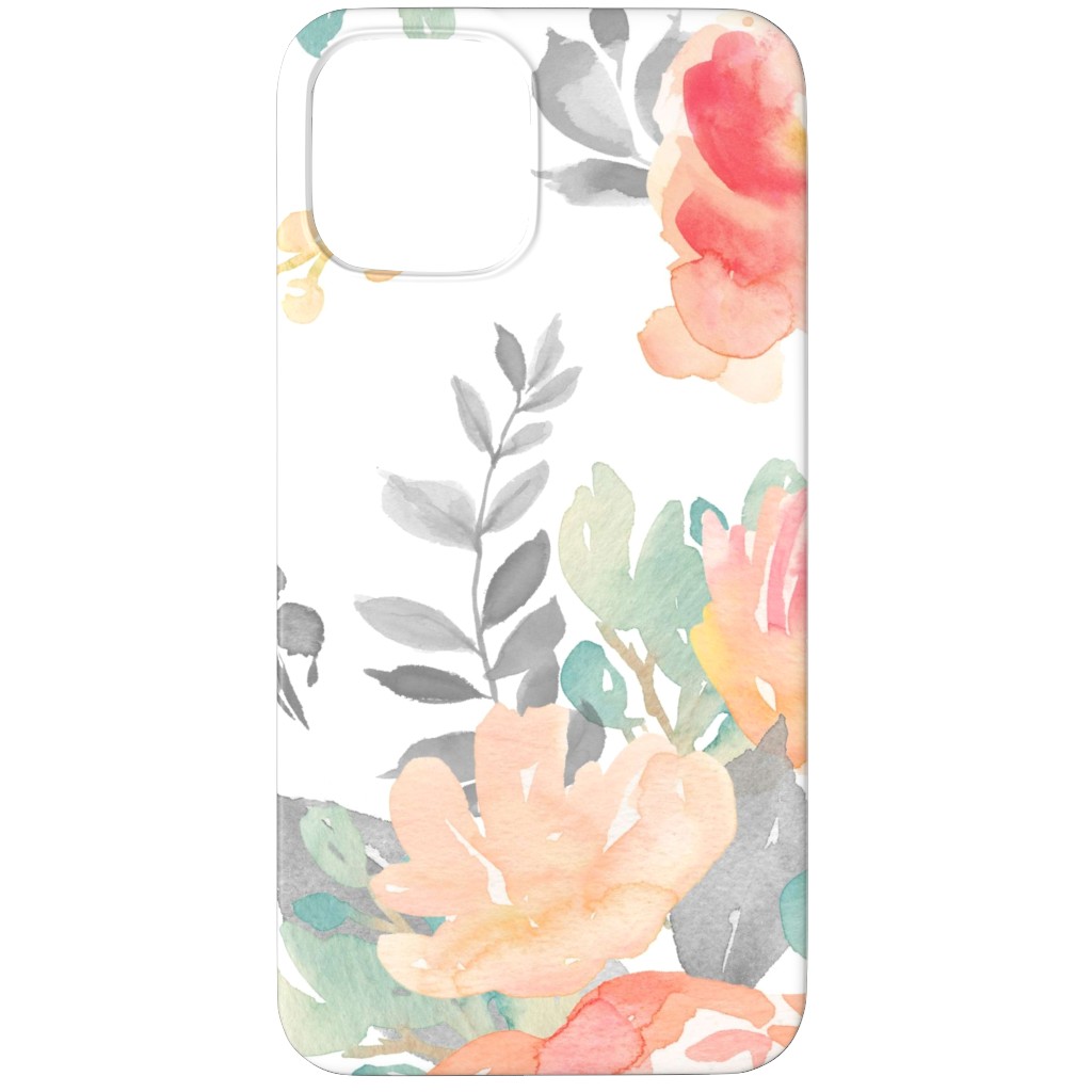 Watercolor Florals Phone Case, Slim Case, Matte, iPhone 12 Pro, Orange, White