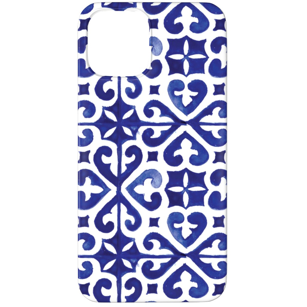 Lisbon Tiles Watercolor - Blue Phone Case, Slim Case, Matte, iPhone 12 Pro, Blue