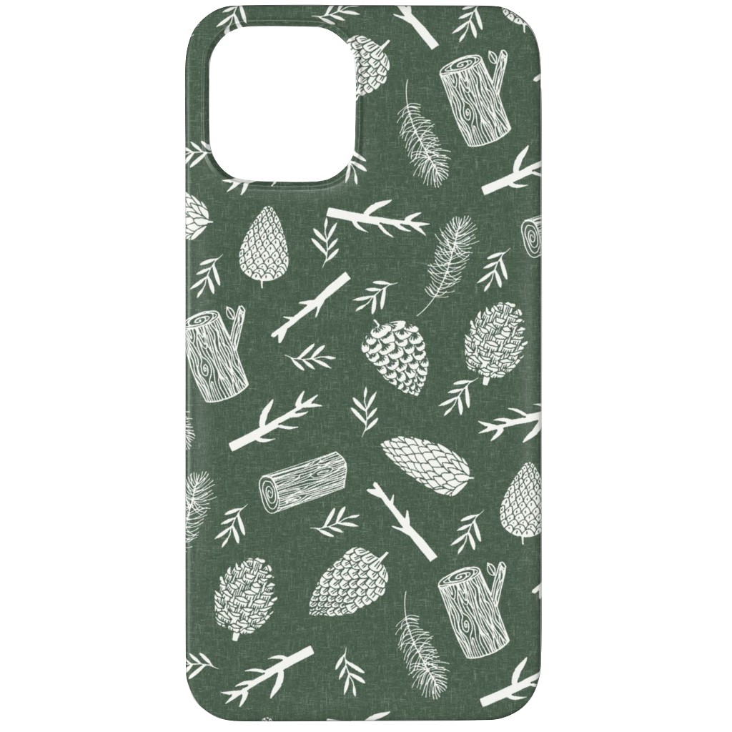 Pinecones - Hunter Green Phone Case, Slim Case, Matte, iPhone 12 Pro, Green