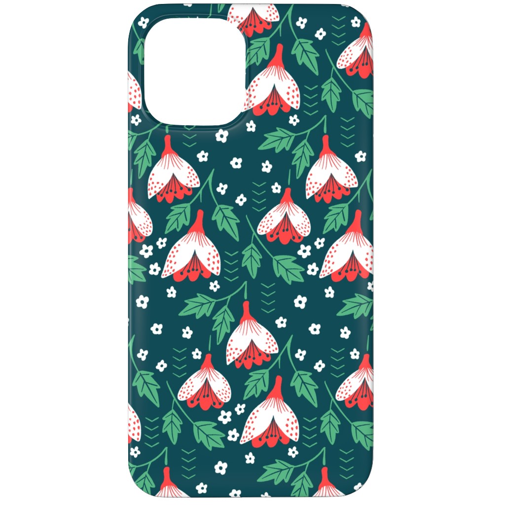 Christmas Flowers Phone Case, Slim Case, Matte, iPhone 12 Pro, Green