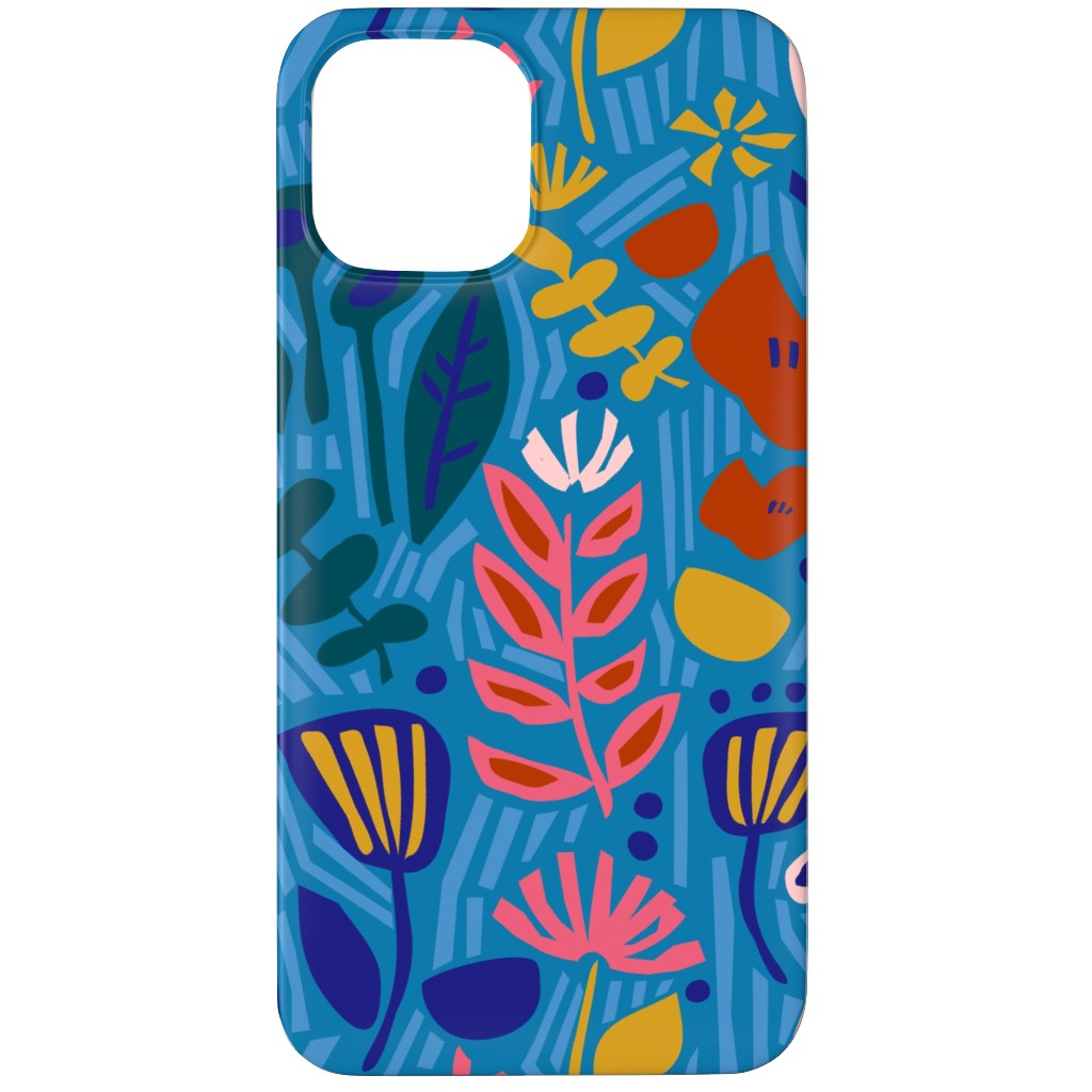 Paper Cut Floral Garden Phone Case, Slim Case, Matte, iPhone 12 Pro, Multicolor, Blue Suede