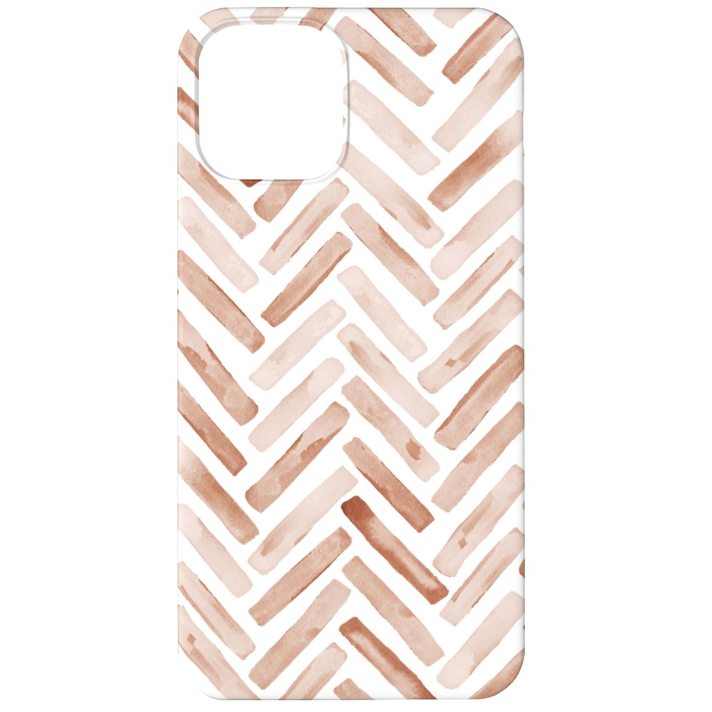 Painted Chevron Herringbone Phone Case, Silicone Liner Case, Matte, iPhone 12, Brown