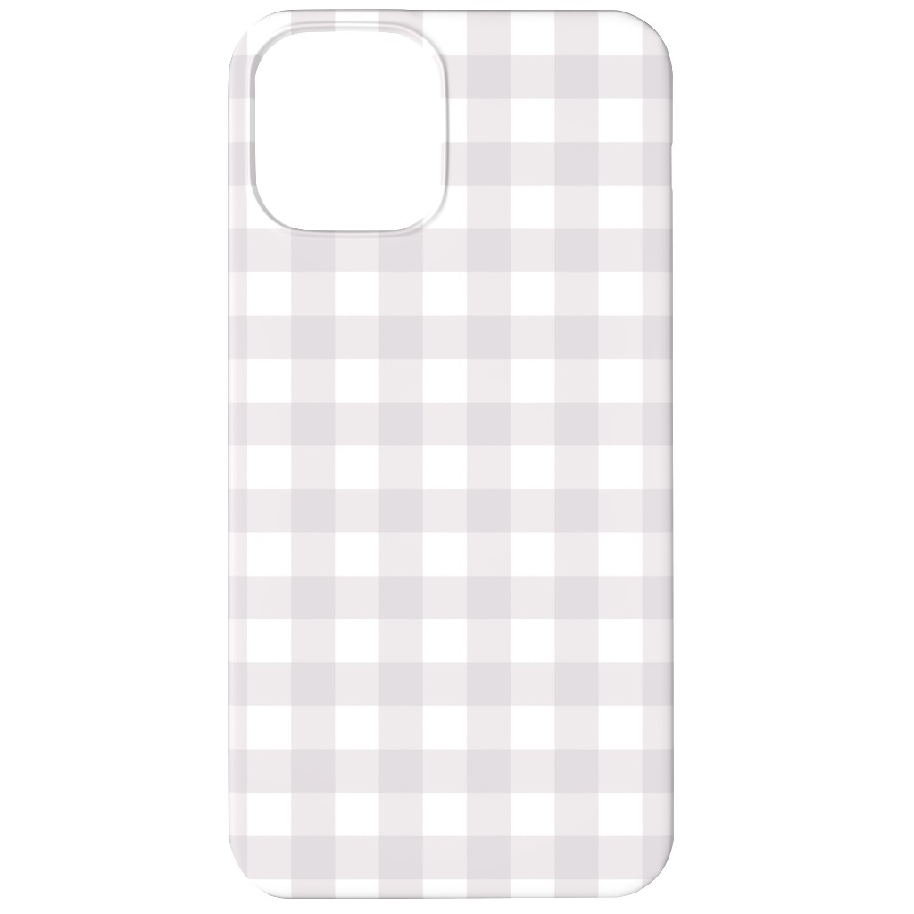 Gingham Check Phone Case, Silicone Liner Case, Matte, iPhone 12, Gray, Silver Lining