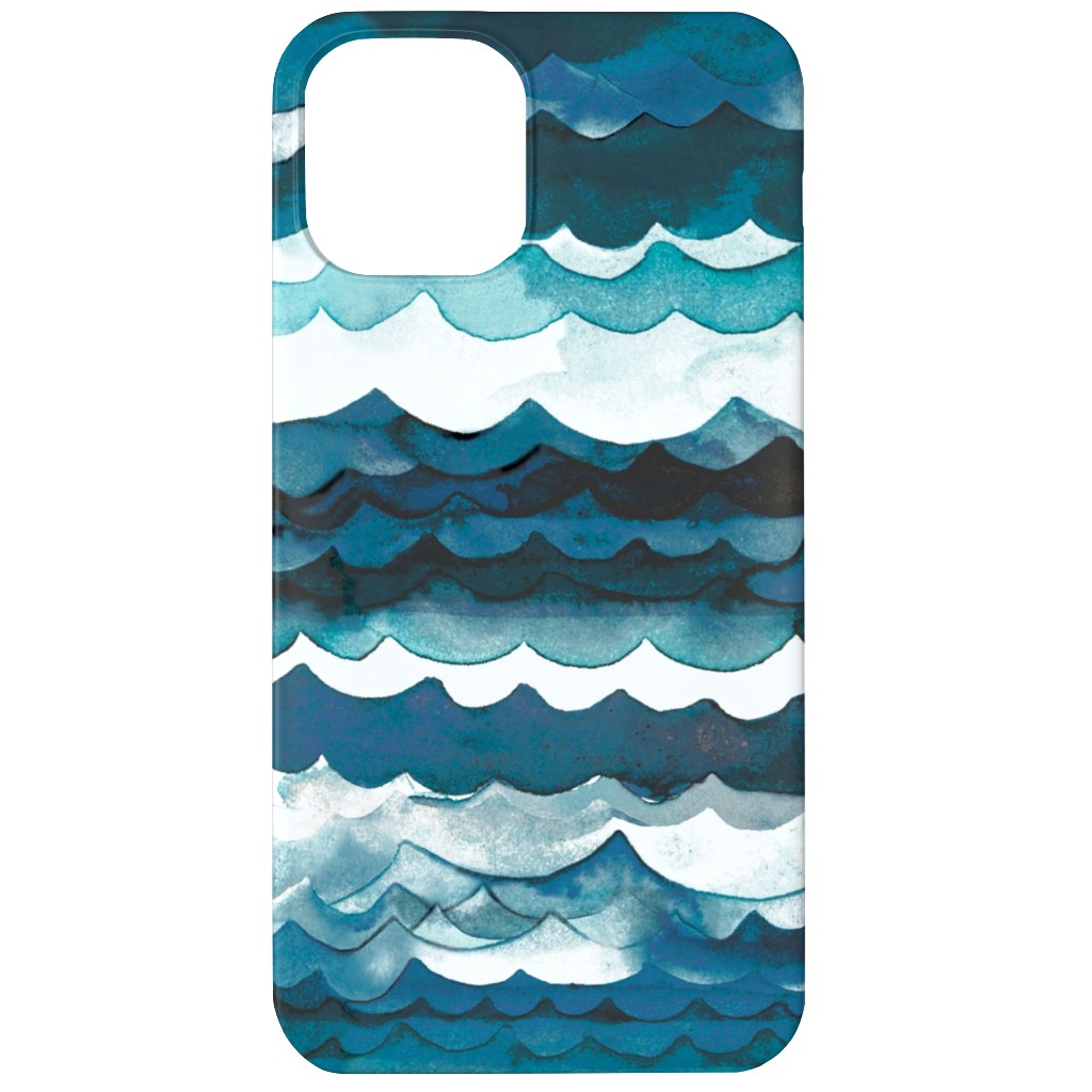 Sea Waves - Aqua Phone Case, Silicone Liner Case, Matte, iPhone 12, Blue, True Blue