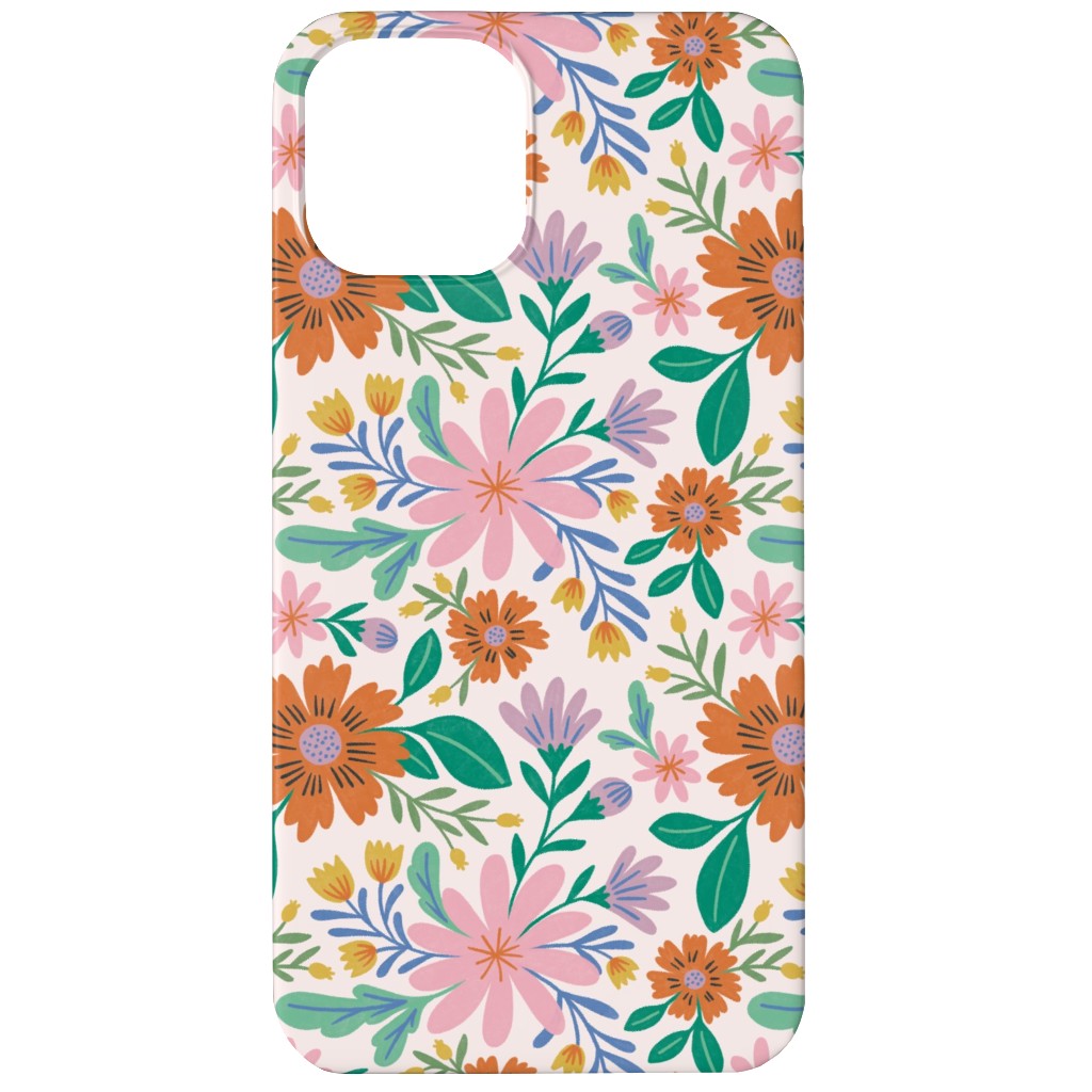 Happy Flowers - Pink Multi Phone Case, Silicone Liner Case, Matte, iPhone 12, Pink