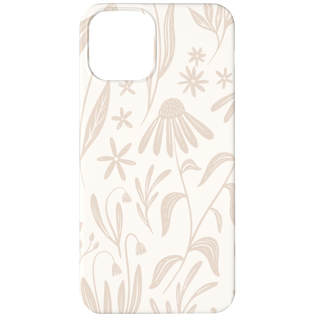 Wildflowers - Tan and Cream Phone Case, Silicone Liner Case, Matte, iPhone 12, Beige