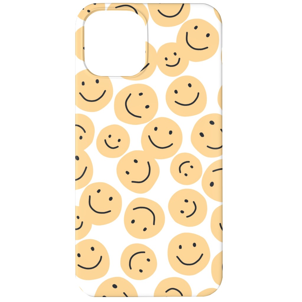 Happy Smiley Faces - Yellow Phone Case, Silicone Liner Case, Matte, iPhone 12, Yellow
