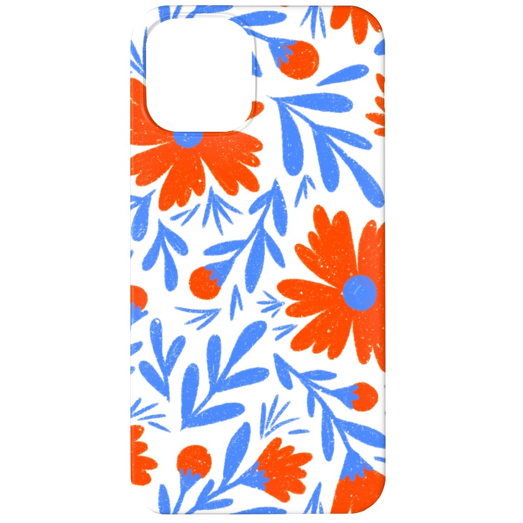 Floral Drop - Red and Blue Phone Case, Silicone Liner Case, Matte, iPhone 12, Blue, True Blue