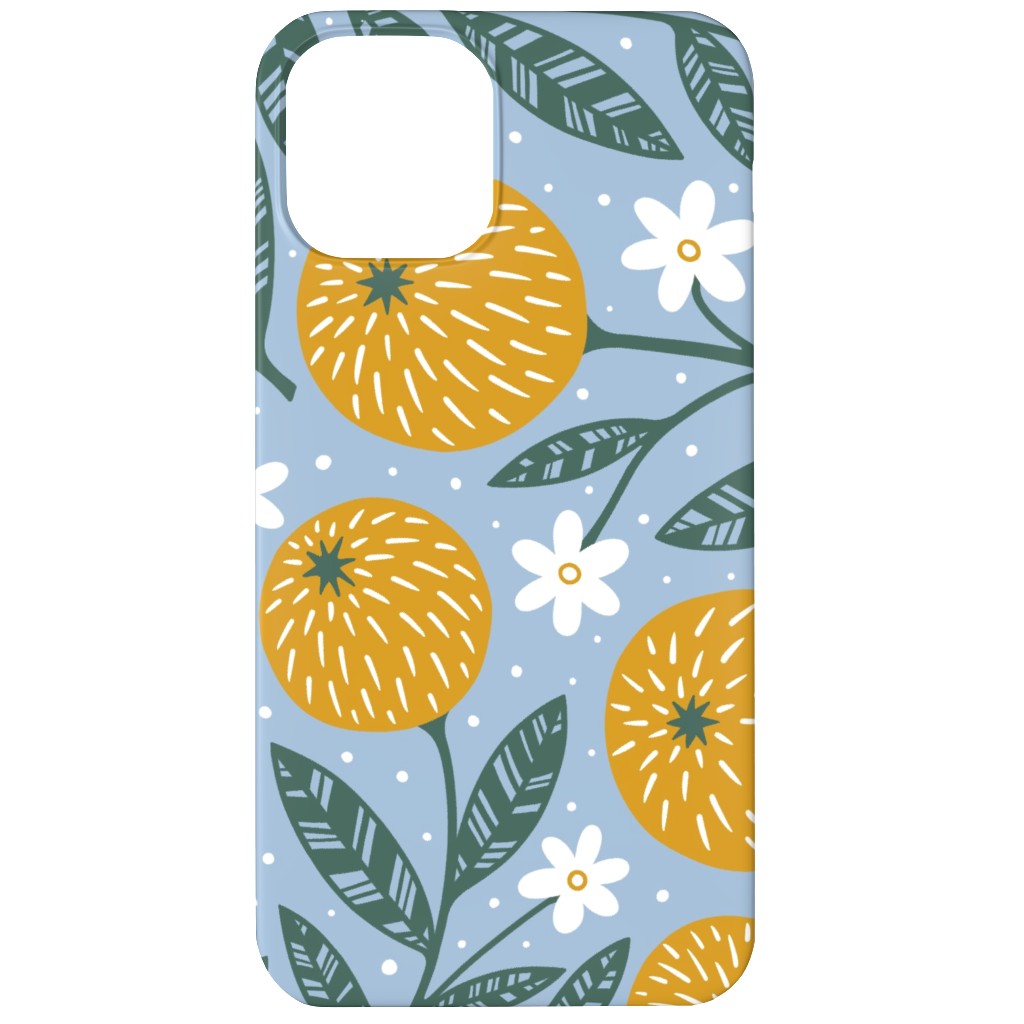 Orange Trees - Blue Phone Case, Silicone Liner Case, Matte, iPhone 12, Blue, True Blue