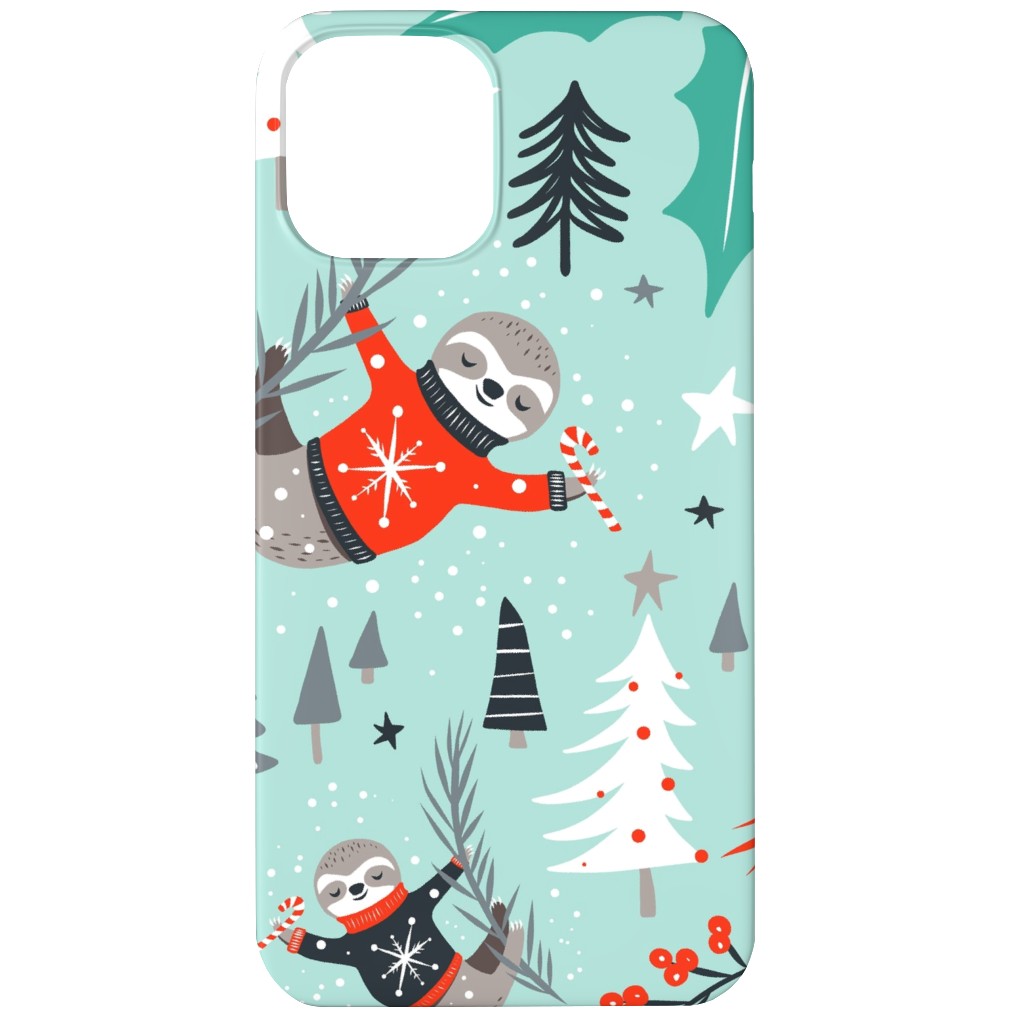 Slothy Holidays Phone Case, Silicone Liner Case, Matte, iPhone 12, Multicolor, Oasis