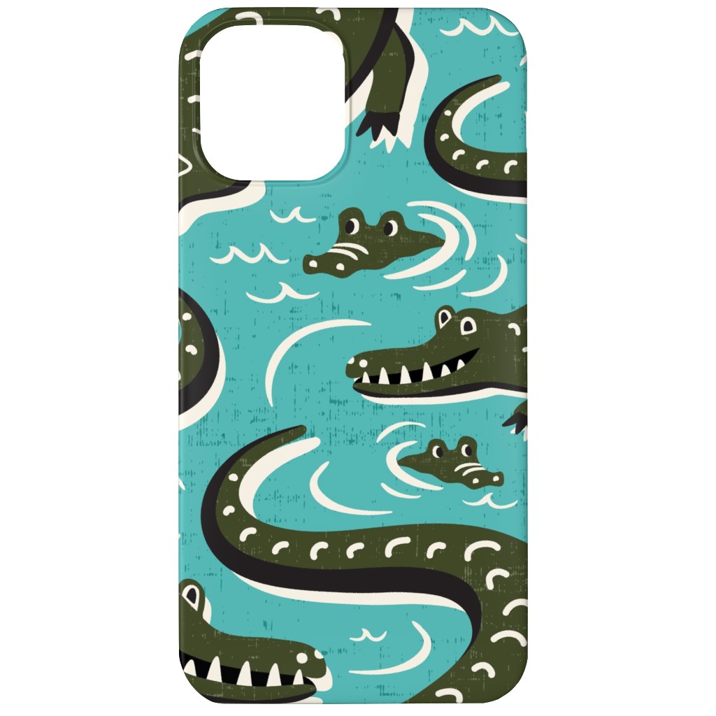 Down in the Bayou - Alligator Aqua Phone Case, Silicone Liner Case, Matte, iPhone 12, Blue, True Blue