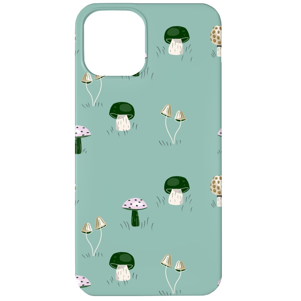 Mushroom Field - Green Phone Case, Silicone Liner Case, Matte, iPhone 12, Green