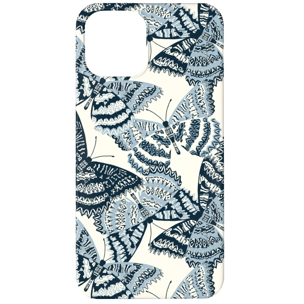 Butterfly - Hand Drawn - Blue Phone Case, Silicone Liner Case, Matte, iPhone 12, Blue, True Blue