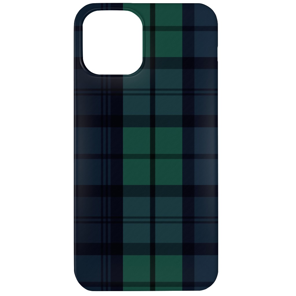 Dark Green Plaid Phone Case, Silicone Liner Case, Matte, iPhone 12, Green